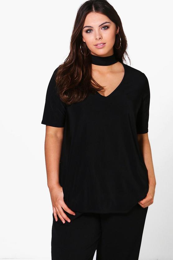 Plus Melody Slinky Open Neck Top